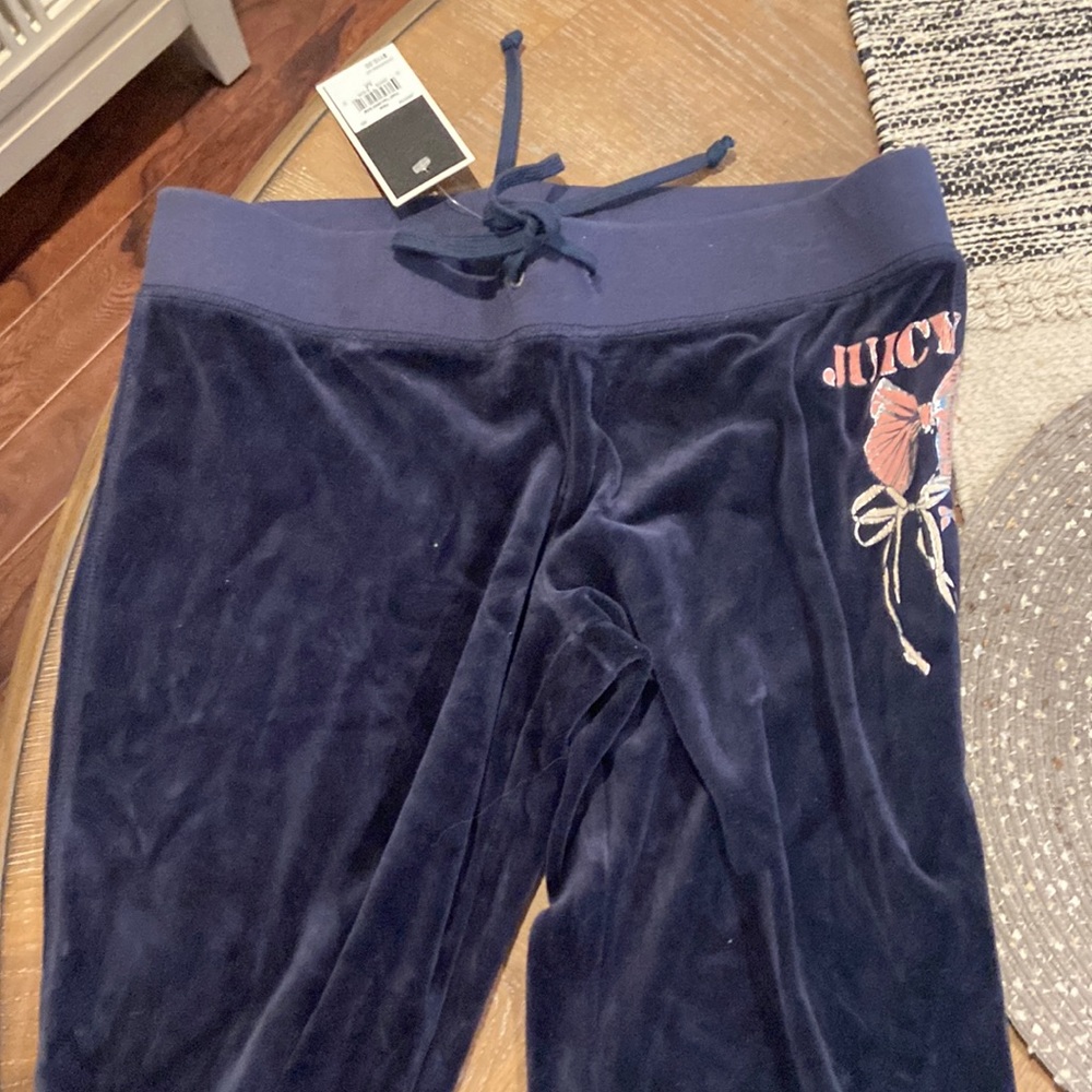 Juicy couture velour navy pants brand new size M